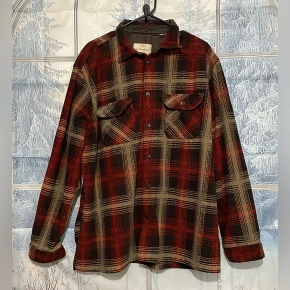 Weatherproof Vintage Men's Size XXL Plaid Fleece Shirt Jacket Button Up